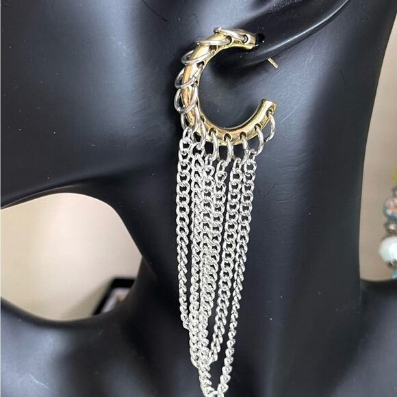 Anthropologie Earrings Mixed Metal Two Tone Kinks Thrills N13 - Picture 2 of 5